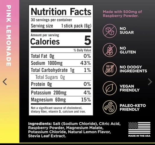LMNT Zero Sugar Electrolytes - | Drink Mix | (30 count, pink salt)