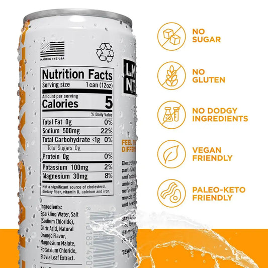 LMNT Zero Sugar Orange Electrolyte Drink - 4pk/12 fl oz Cans