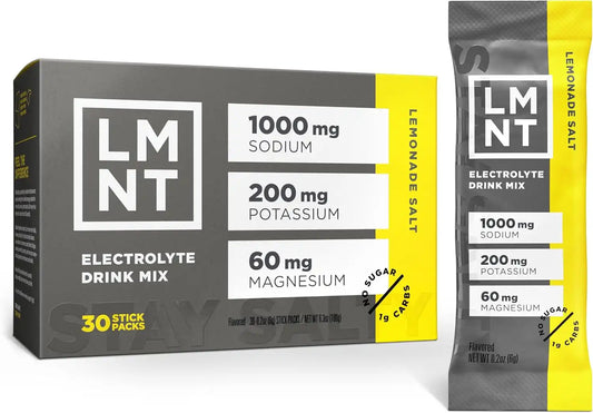 LMNT Zero Sugar Electrolytes - Lemonade Salt | Drink Mix | 30 Count