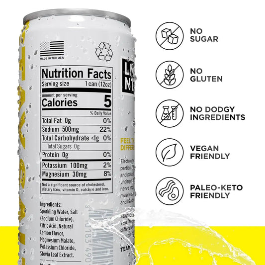 LMNT Sparkling Electrolyte Drink - Lemonade Salt | 12-Count